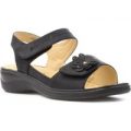 Softlites Womens Black Easy Fasten Comfort Sandal