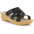 Womens Wedge Mule Sandal in Black