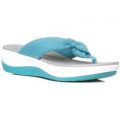 Clarks Womens Blue And White Wedge Toe Post Sandal