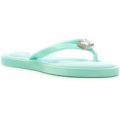 Lilley Womens Aqua Toe Post Jewelled Sandal