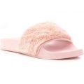 Lilley Womens Pink Faux Fur Slider