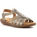 Heavenly Feet Womens Stone Strappy Flat Sandal