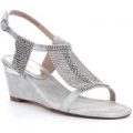 Lotus Womens Silver Diamante Wedge Sandal