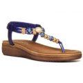 Lunar Womens Blue Beaded Slip On Wedge Sandal