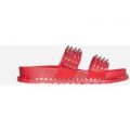 Ray Studded Detail Slider In Red Rubber, Red