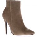 Jennifer Pointed Stiletto Boots In Khaki Faux Suede, Green
