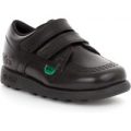 Kickers Boys Leather Easy Fasten Shoe in Black