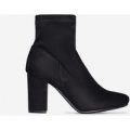 Cecilia Block Heel Ankle Boot In Black Faux Suede, Black