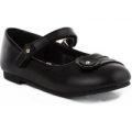 Walkright Girls Black Flower Easy Fasten Shoe