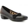 Lilley Girls Black Bow Heeled Court Shoe