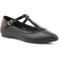 Lilley Girls Black T-Bar Shoe with Patent Trim