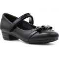 Lilley Girls Black Bow Riptape Heeled Shoe