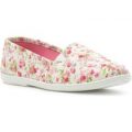 Lilley Girls Cream Floral Slip On Canvas Shoe