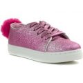 Buckle My Shoe Kids Pink Pom Pom Lace Up Shoe