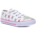 Walkright Girls White Butterfly Lace Up Canvas