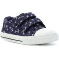 Walkright Kids Navy Anchor Easy Fasten Canvas Shoe