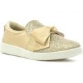 Sprox Girls Gold Glitter Slip On Shoe with Bow