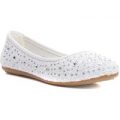 Lilley Girls White Diamante Ballerina with Studs