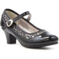 Lilley Sparkle Girls Black Patent Heeled Shoe