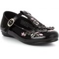Walkright Girls Black Patent Buckle Shoe