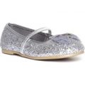 Lilley Sparkle Girls Glitter Silver Bow Shoe