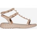 Hydra Studded Detail Gladiator Sandal In Nude Faux Leather, Nude