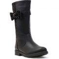 Walkright Girls Black Knee High Boot with Bow