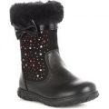 Walkright Girls Black Faux Fur Diamante Calf Boot