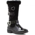 Walkright Girls Black Boot with Heart Detail