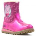 Girls Peppa Pig Pink Faux Fur Top Calf Boot