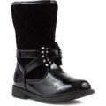 Walkright Girls Black Patent Boot with Bow
