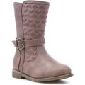 Walkright Girls Pink Quilted Heart Calf Boot