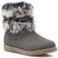 Walkright Girls Grey Tassel Faux Fur Ankle Boot