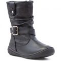 Chatterbox Girls Black Matte Effect Ruched Boot