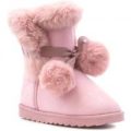 Chatterbox Girls Pink Pom Pom Fur Casual Boot