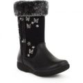 Walkright Girls Black Faux Fur Ankle Boot