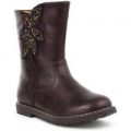 Chatterbox Girls Burgundy Glitter Calf Boot