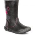 Chatterbox Girls Black Embroidered Calf Boot