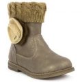 Chatterbox Girls Beige Knitted Ankle Boot