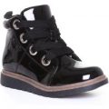 Chatterbox Girls Black Patent Lace Up Ankle Boot