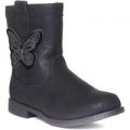 Buckle My Shoe Girls Black Butterfly Calf Boot