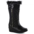 Girls Lilley Black Quilted Wedge Boot