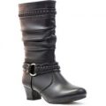 Lilley Girls Black Ruched Calf Boot with Plaits