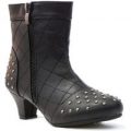 Lilley Girls Black Quilted Ankle Boot with Studs