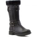 Lilley Girls Black Riding Boot with Faux Fur