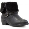 Lilley Girls Black Faux Fur Top Ankle Boot