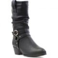 Lilley Girls Black Rouched Calf Boot