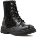 Lilley Girls Black Patent Stud Lace Up Boot