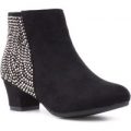 Lilley Girls Faux Suede Diamante Heeled Ankle Boot