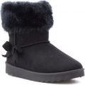 Lilley Girls Black Faux Fur Bow Ankle Boot
